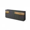 Buffet en bois, 219 cm longeur, 4 portes, 2 tiroirs, Gamme florence