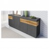 Buffet en bois, 219 cm longeur, 4 portes, 2 tiroirs, Gamme florence
