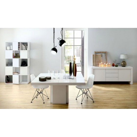 Table à manger design 150x150 cm, finition chocolat, Gamme dusk