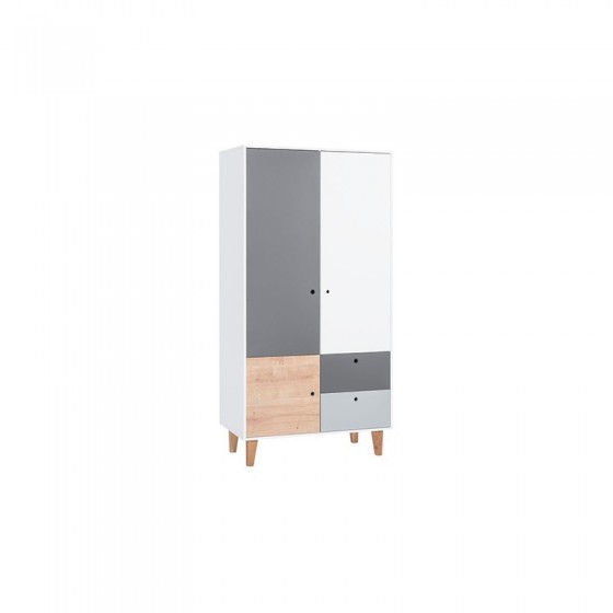 Armoire enfant en bois, 3 portes, 2 tiroirs, Gamme tomar