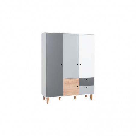 Armoire enfant en bois 4 portes, 2 tiroirs, Gamme tomar