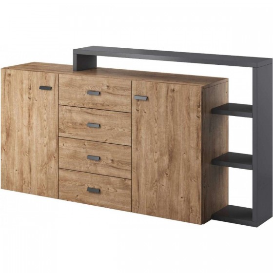 Buffet design, 180 cm de longueur, 2 portes 4 tiroirs, Gamme evo