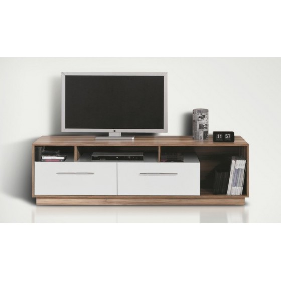 Meuble tv en bois, 2 tiroirs, 3 niches, Gamme mya