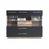 Buffet en bois, 2 portes vitrées, 4 tiroirs, Gamme mya