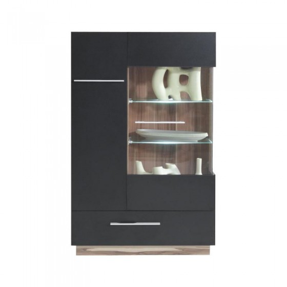 Buffet en bois, 1 porte, 1 porte vitrée, 1 tiroir, Gamme mya