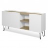 Buffet design, 180 cm longeur, 3 portes, chêne et noir, Gamme nina