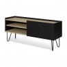 Meuble tv design avec une porte coulissante, chêne et noir, Gamme nina