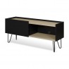 Meuble tv design avec une porte coulissante, chêne et noir, Gamme nina