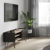 Meuble tv design avec une porte coulissante, chêne et noir, Gamme nina