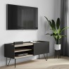 Meuble tv design avec une porte coulissante, chêne et noir, Gamme nina