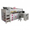 Lit combiné enfant 90x200  avec bureau et rangements blanc , Gamme dream