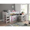 Lit combiné enfant 90x200  avec bureau et rangements blanc , Gamme dream