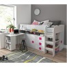 Lit combiné enfant 90x200  avec bureau et rangements blanc , Gamme dream