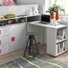 Lit combiné enfant 90x200  avec bureau et rangements blanc , Gamme dream