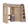 Lit mezzanine enfant en bois, espace bureau et rangements, 1 échelle,  Gamme gramsh
