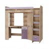 Lit mezzanine enfant en bois, espace bureau et rangements, 1 échelle,  Gamme gramsh