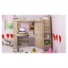 Lit mezzanine enfant en bois, espace bureau et rangements, 1 échelle,  Gamme gramsh