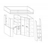 Lit mezzanine enfant en bois, espace bureau et rangements, 1 échelle,  Gamme gramsh