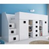 Lit combiné enfant 90x200  avec escalier  et  bureau blanc , Gamme dream