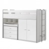 Lit mezzanine 90x200 avec bureau et rangements, Gamme bonny