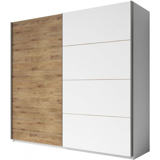 ARMOIRE DRESSING DESIGN 2 PORTES COULISSANTES CHENE ET BLANC ? GAMME WESEL