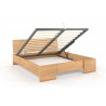 Lit adulte en  bois hetre massif avec sommier relevable , Gamme indigo