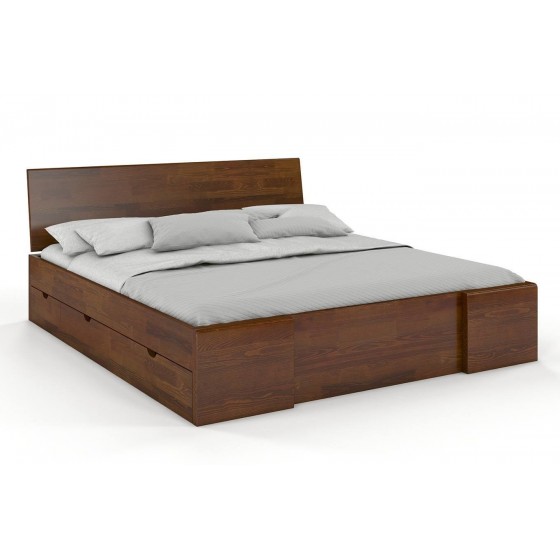 Lit double  design en pin massif avec tiroirs de rangement , Gamme indigo