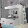 lit superposé enfant avec tiroir de rangement et etagere blanc, Gamme dream
