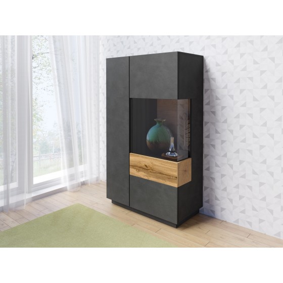 Vaisselier design bas, 1 porte, 1 porte vitrée a droite,  Gamme florence