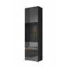 Vaisselier et vitrine 1 porte  4 niches, couleur noir et bois, Gamme TOREKB