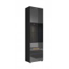 Vaisselier et vitrine 1 porte  4 niches, couleur noir et bois, Gamme TOREKB