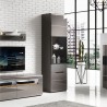 Vaisselier et vitrine 1 porte  4 niches, couleur noir et bois, Gamme TOREKB