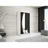 Armoire dressing,  longeur 100 cm, 2 portes , 2 pendries et 5 niches, couleur blanc,  Gamme WAVE