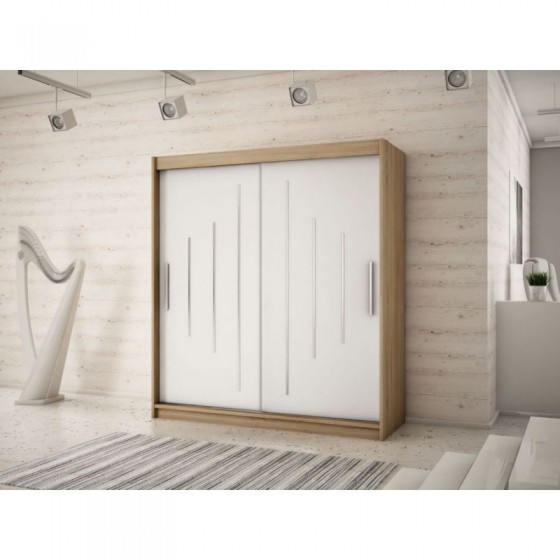 Armoire dressing,  longeur 150 cm, 2 portes, 2 penderies et 5 niches,  Gamme YORK