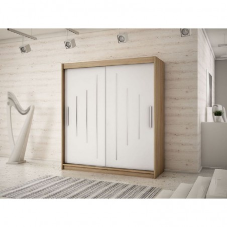 Armoire dressing,  longeur 150 cm, 2 portes, 2 penderies et 5 niches,  Gamme YORK