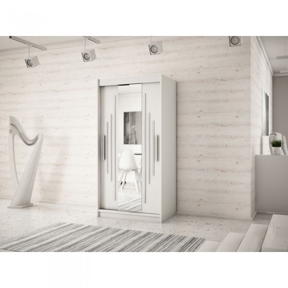 Armoire dressing,  longeur 120 cm, 2 portes, 2 penderies et 5 niches,  Gamme YORK_01