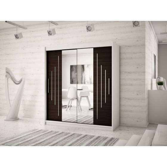 Armoire dressing,  longeur 180 cm, 2 portes, 2 penderies et 10 niches,  Gamme YORK_01