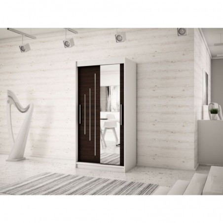 Armoire dressing,  longeur 120 cm, 2 portes, 2 penderies et 5 niches,  Gamme YORK_02