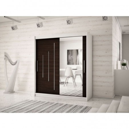 Armoire dressing,  longeur 180 cm, 2 portes, 2 penderies et 10 niches,  Gamme YORK_02