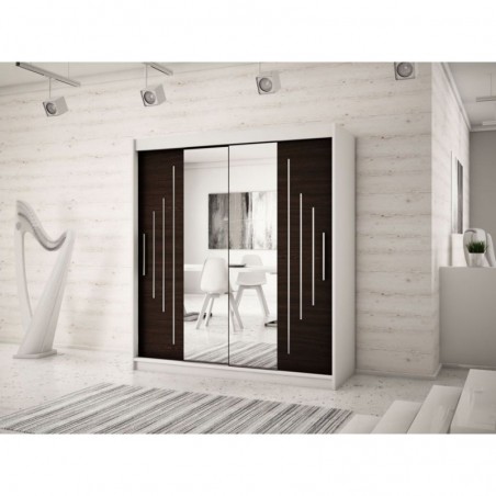 Armoire dressing,  longeur 200 cm, 2 portes, 2 penderies et 10 niches,  Gamme YORK_01