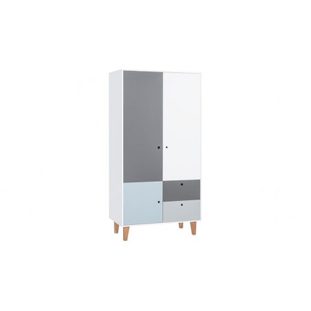 Armoire enfant en bois, 3 portes, 2 tiroirs, Gamme tomar