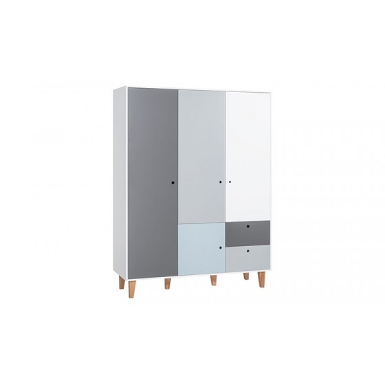 Armoire enfant en bois 4 portes, 2 tiroirs, Gamme tomar