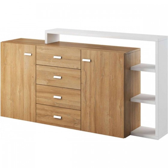 Buffet design, 180 cm de longueur, 2 portes 4 tiroirs, Gamme evo