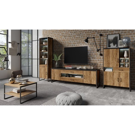 ENSENBLE MEUBLES DE SALON TV STYLE INDUSTRIEL - GAMME FACTORY