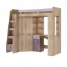 Lit mezzanine enfant en bois, espace bureau et rangements, 1 échelle,  Gamme gramsh
