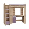 Lit mezzanine enfant en bois, espace bureau et rangements, 1 échelle,  Gamme gramsh