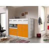 Lit mezzanine 90x200 avec bureau et rangements, Gamme bonny