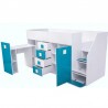 Lit combiné enfant 90x200  avec escalier  et  bureau , Gamme dream
