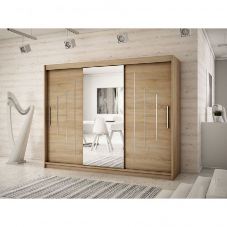 Armoire dressing,  longeur 250 cm, 3 portes, 2 penderies et 10 niches,  Gamme YORK_01