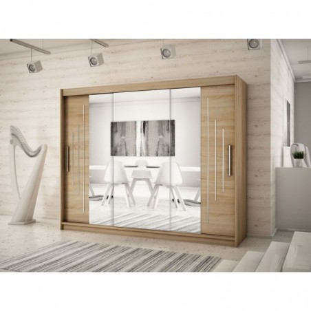 Armoire dressing,  longeur 250 cm, 3 portes, 2 penderies et 10 niches,  Gamme YORK_02